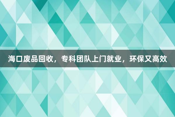 海口废品回收，专科团队上门就业，环保又高效